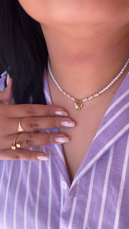 Collar Mariposa perlada
