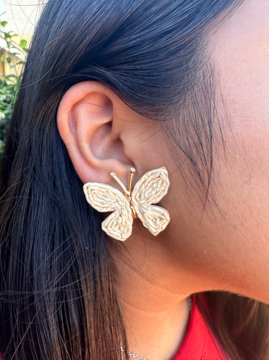 Pendientes Mariposa blanco hueso