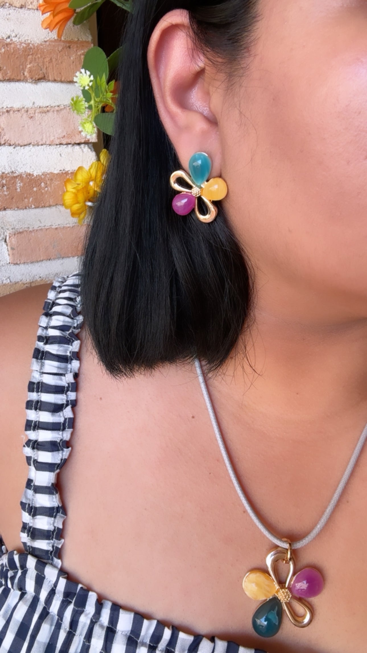 Pendiente Flor Tri