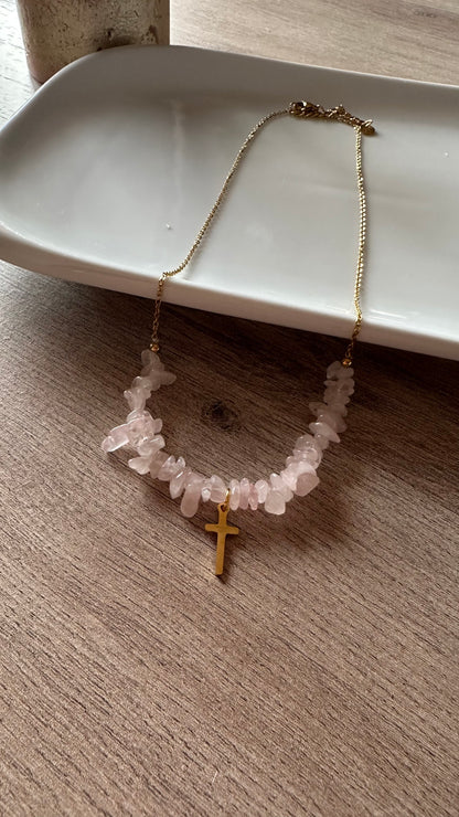 Colgante Cruz rosa