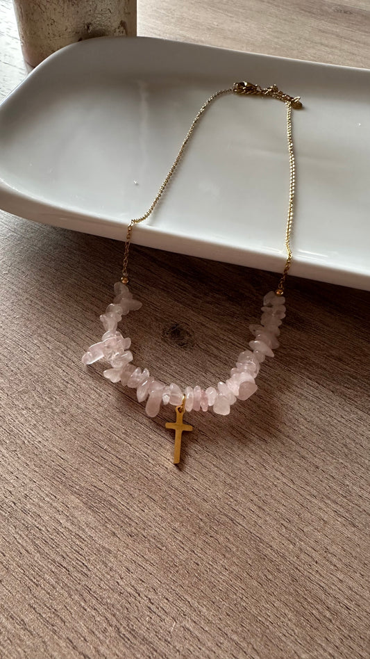 Colgante Cruz rosa