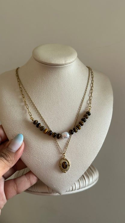 Collar doble piedra